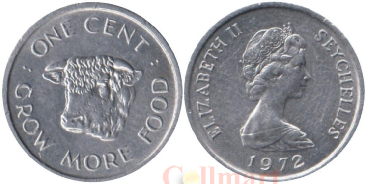  Сейшельские острова. 1 цент 1972 год. ФАО. Бык. 