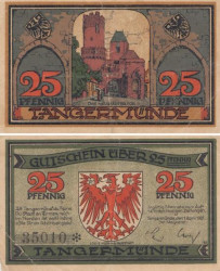 Бона. Германия. Тангермюнде 25 пфеннигов 1921 год. Нотгельд. (F)