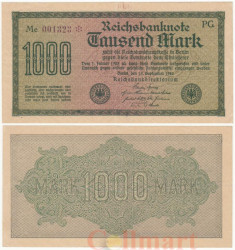 Бона. Германия 1.000 марок 1922 год. PG. (XF-VF)