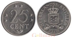 Нидерландские Антильские острова. 25 центов 1978 год. Герб.