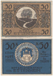 Бона. Германия. Эттенхайм 50 пфеннигов 1922 год. Нотгельд - Одинокая часовня. (XF-VF)