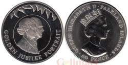 Фолклендские острова. 50 пенсов 2002 год. Золотой юбилей - Двойной портрет: Елизавета II и Филипп.