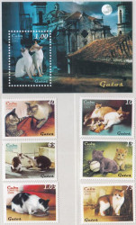 Почтовый блок + набор марок (6 штук). Куба. Кошки (2009).