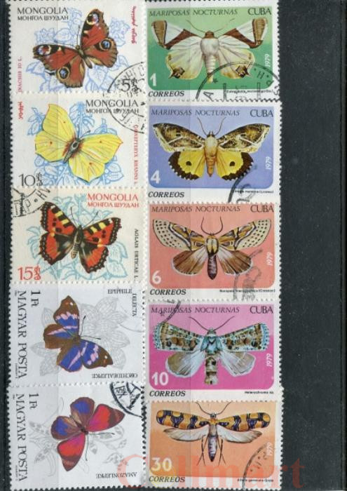  Набор марок. Бабочки. 10 марок + планшетка. № 1535. 
