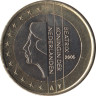  Нидерланды. 1 евро 2005 год. Портрет королевы Беатрикс в профиль. 