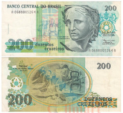 Бона. Бразилия 200 крузейро 1990 год. Скульптура "Республика". (VF)