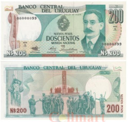 Бона. Уругвай 200 новых песо 1986 год. Хосе Родо. (AU)