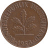  Германия (ФРГ). 2 пфеннига 1958 год. Листья дуба. (F) 