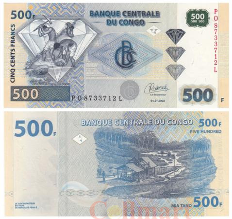  Бона. Конго (ДРК) 500 франков 2022 год. Добыча алмазов. (Пресс) 