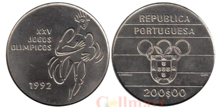  Португалия. 200 эскудо 1992 год. XXV Олимпийские игры, Барселона 1992. 