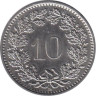  Швейцария. 10 раппенов 1989 год. 