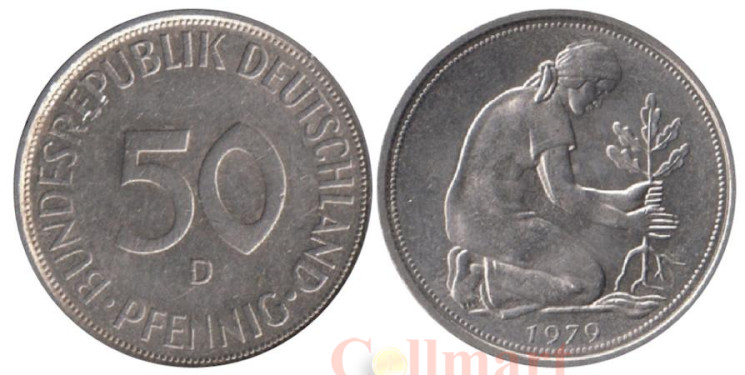  ФРГ. 50 пфеннигов 1979 год. (D) 