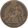  Франция. 1 франк 1924 год. Бон Коммерческой палаты Франции. Меркурий. 