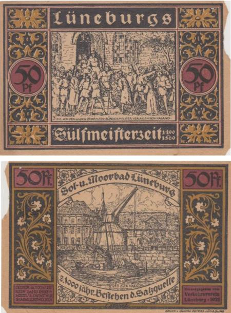  Бона. Германия. Люнебург 50 пфеннигов 1921 год (вариант 1). Нотгельд. (F) 