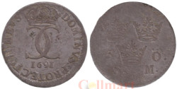 Швеция. 5 эре 1691 год. Король Карл XI.