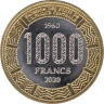  Республика Конго. 1000 франков 2020 год. 60 лет независимости. Лев. 