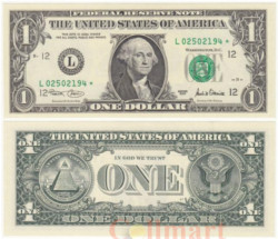 Бона. США 1 доллар 2001 год. Джордж Вашингтон. (L - Сан-Франциско, Калифорния, серия замещения ★) (XF)