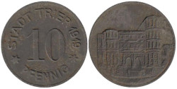 Германия. Трир. 10 пфеннигов 1919 год. Замок. Нотгельд.