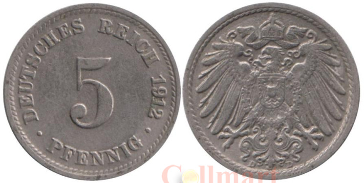  Германская империя. 5 пфеннигов 1912 год. (D) 