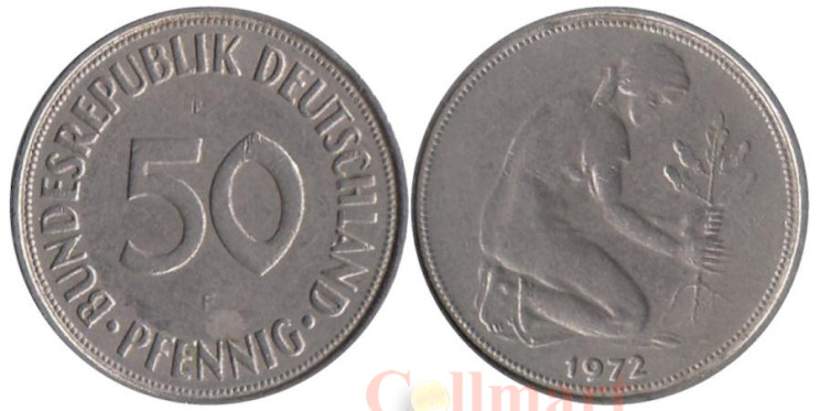  ФРГ. 50 пфеннигов 1972 год. (F) 