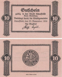 Бона. Германия. Шафштедт 10 пфеннигов 1920 год. Нотгельд. (XF)