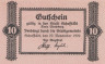  Бона. Германия. Шафштедт 10 пфеннигов 1920 год. Нотгельд. (XF) 