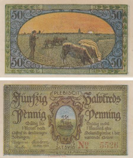  Бона. Германия (Дания). Тондерн (Тённер) 50 пфеннигов 1920 год. Нотгельд. (XF) 
