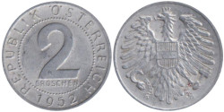 Австрия. 2 гроша 1952 год.