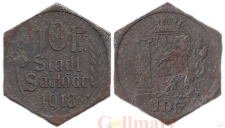  Германия. Бад-Заульгау. 10 пфеннигов 1918 год. Нотгельд. 