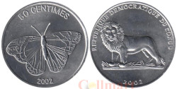 Конго (ДРК). 50 сантимов 2002 год. Бабочка.