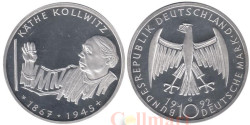 Германия (ФРГ). 10 марок 1992 год. 125 лет со дня рождения Кете Кольвиц. (Proof)