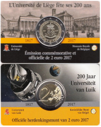 Бельгия. 2 евро 2017 год. 200 лет основания Льежского университета.