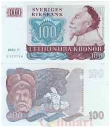 Бона. Швеция 100 крон 1980 год. Адмиральский корабль «Васа» (1628 г.). (XF)