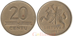 Литва. 20 центов 1998 год. Герб Литвы - Витис.