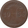  Веймарская республика. 1 рейхспфенниг 1936 год. (E) 