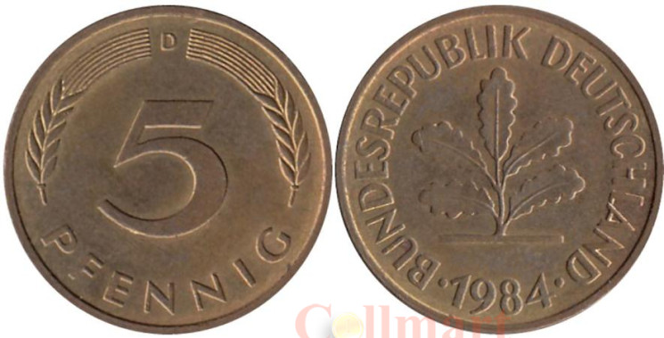  ФРГ. 5 пфеннигов 1984 год. (D) 