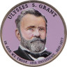  США. 1 доллар 2011 год. 18-й президент Улисс Грант (1869-1877). цветное покрытие. 