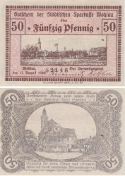 Бона. Германия (Польша). Волау (Волув) 50 пфеннигов 1920 год. Нотгельд. (XF)