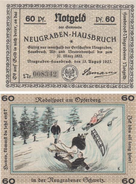  Бона. Германия. Нойграбен-Хаусбрух 60 пфеннигов 1921 год. Нотгельд. (XF) 