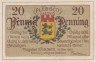  Бона. Германия (Дания). Тондерн (Тённер) 20 пфеннигов 1920 год. Нотгельд. (XF) 