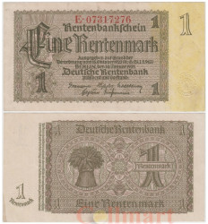 Бона. Германия (Веймарская республика) 1 рентмарка 1937 год. Сноп пшеницы. P-173b.3 (XF)