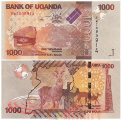 Бона. Уганда 1000 шиллингов 2021 год. Наскальная живопись. (Пресс)
