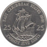  Восточные Карибы. 25 центов 1981 год. Галеон "Золотая лань". 