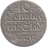  Данциг. 10 пфеннигов 1923 год. Два креста увенчанных короной. 