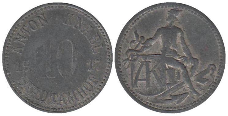  Германия. Штадтамхоф. 10 пфеннигов 1917 год. Нотгельд. 