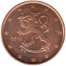  Финляндия. 1 евроцент 2010 год. Геральдический лев. 