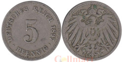 Германская империя. 5 пфеннигов 1897 год. (A)