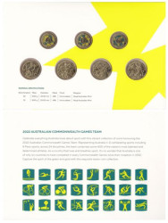 Австралия. Набор монет 2022 год. Команда Австралии на Играх Содружества, Бирмингем 2022. (7 штук в буклете)