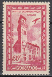 Марка. Монако 1949 год. Парижский океанографический институт. 100 лет со дня рождения принца Альберта I.