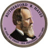  США. 1 доллар 2011 год. 19-й президент Ратерфорд Хейз (1877-1881). цветное покрытие. 